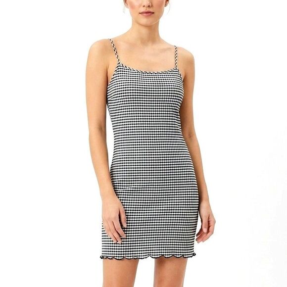 GAP Dresses & Skirts - GAP Dress Gingham Mini Ruffle Hem Cotton Dark Blue/White Women Medium NEW NWT